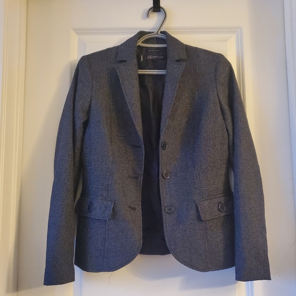 Anne Klein | Navy woven stretch three button blazer - Picture 1 of 7